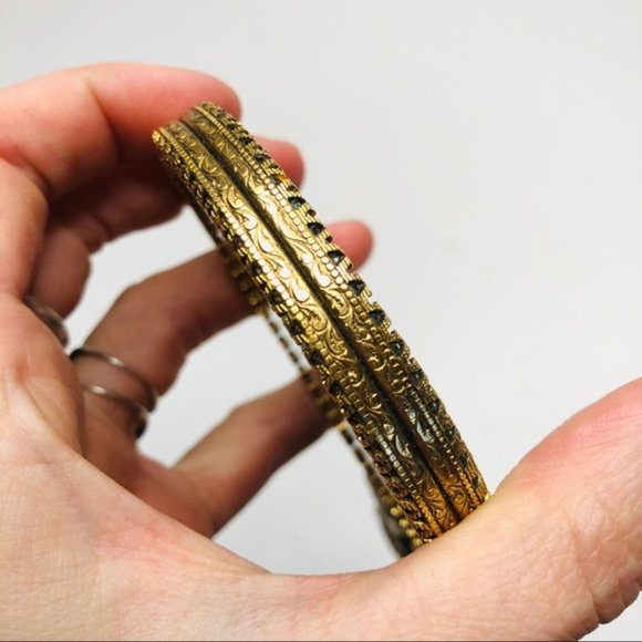 Victorian Brass Hand Mirror 7x3" Filigree Vintage - Picture 5 of 5